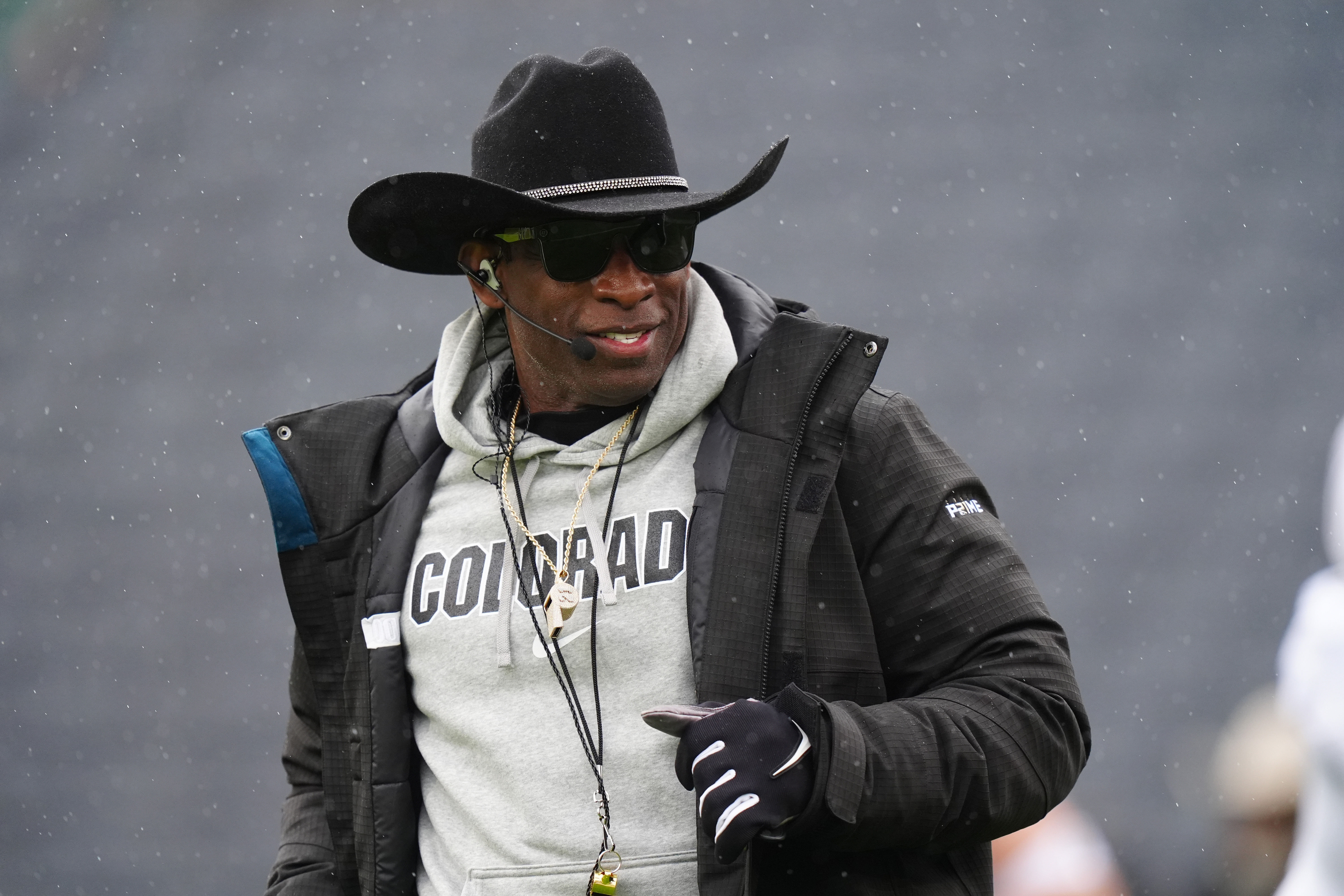 NCAA Football: Colorado Spring Game: Apr 27, 2024; Boulder, CO, USA; Colorado Buffaloes head coach Deion Sanders during a spring game event at Folsom Field. Mandatory Credit: Ron Chenoy-USA TODAY Sports