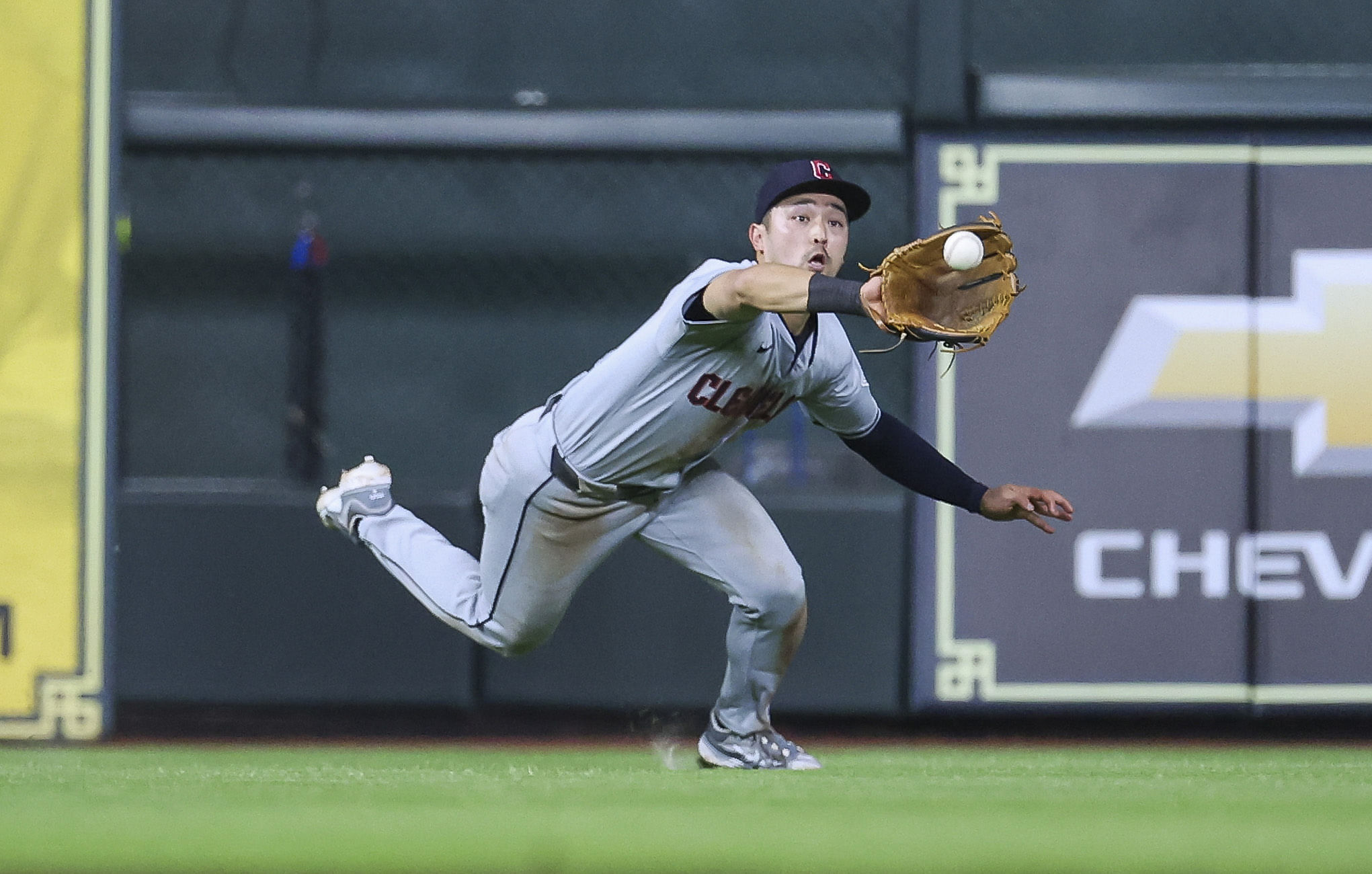 Steven Kwan made a diving catch and threw to second base, completing the game-ending double play.