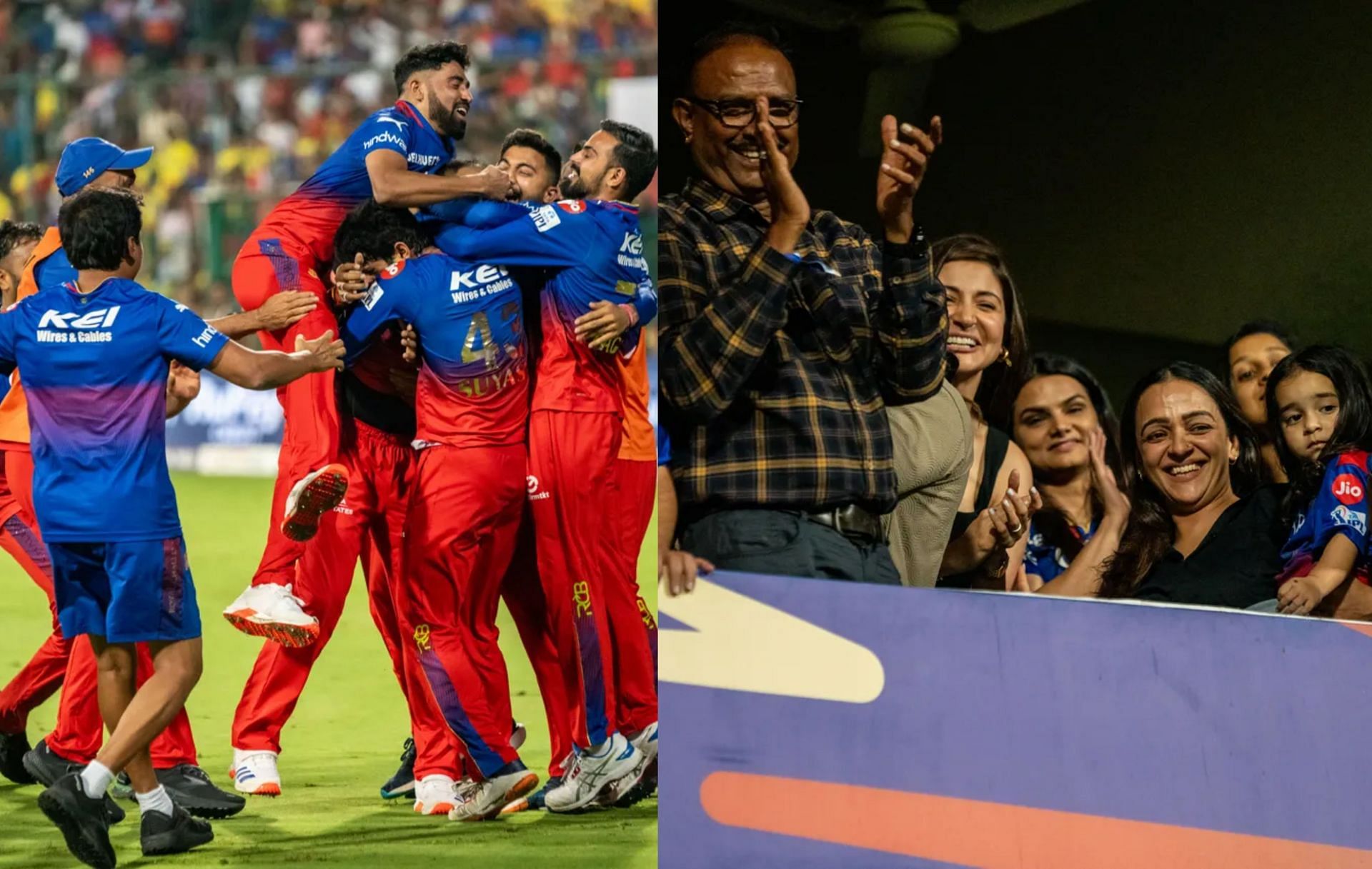 RCB contingent celebrating after victory vs CSK. (PC: BCCI)