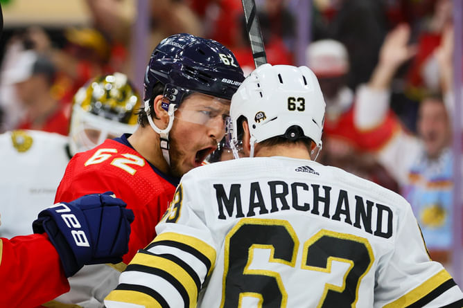 Panthers' Brandon Montour responds to licking taunt aimed at Brad Marchand