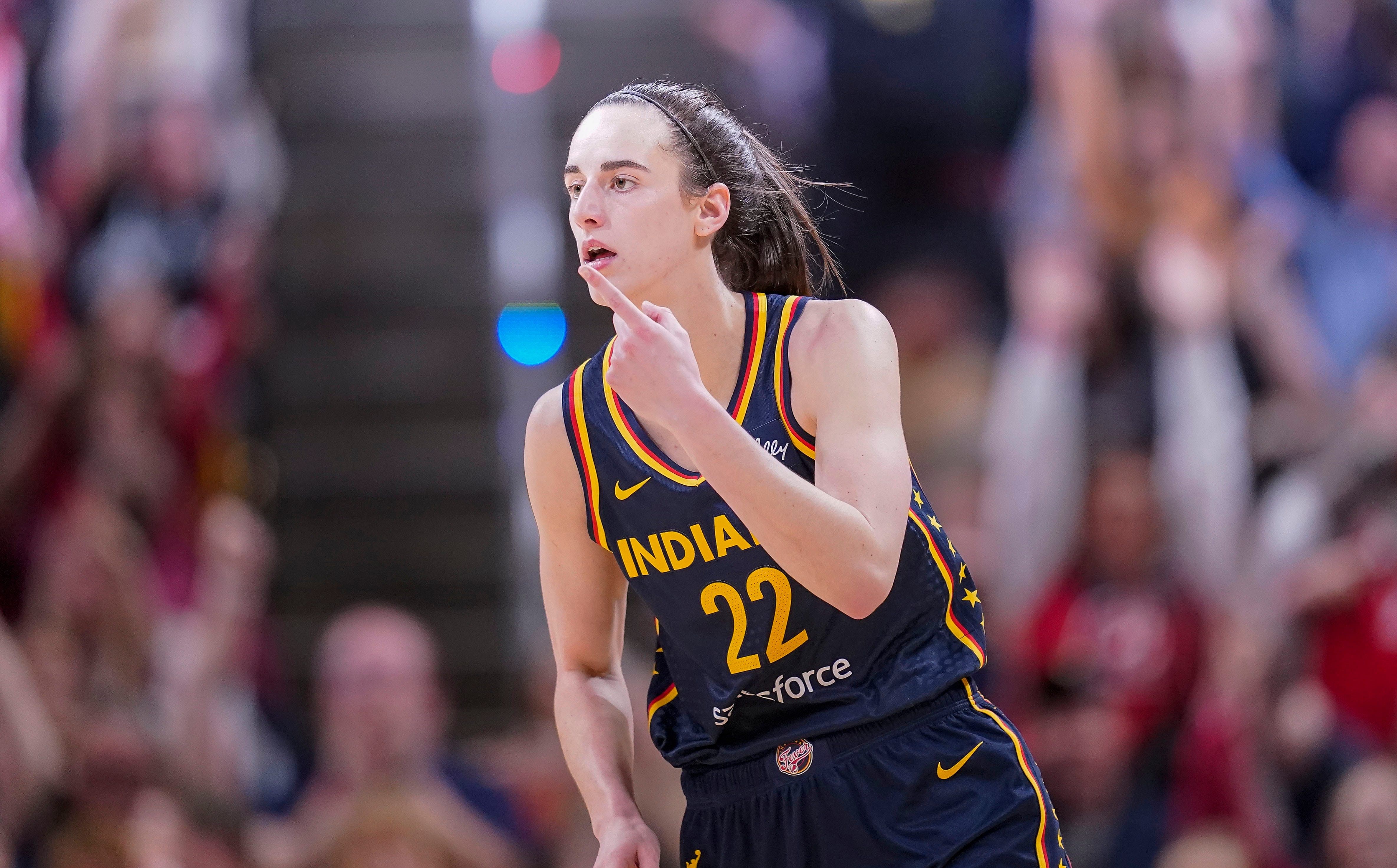 Caitlin Clark playing for the Indiana Fever