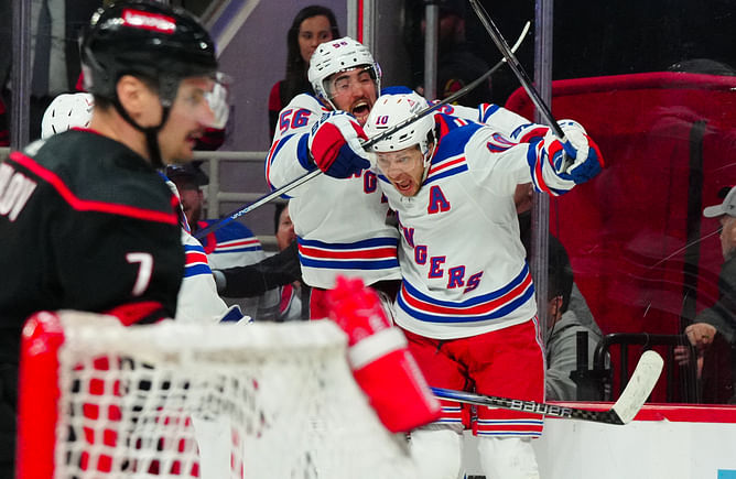 Artemi Panarin emotional after hitting between-the-legs game-winning goal against Carolina Hurricanes