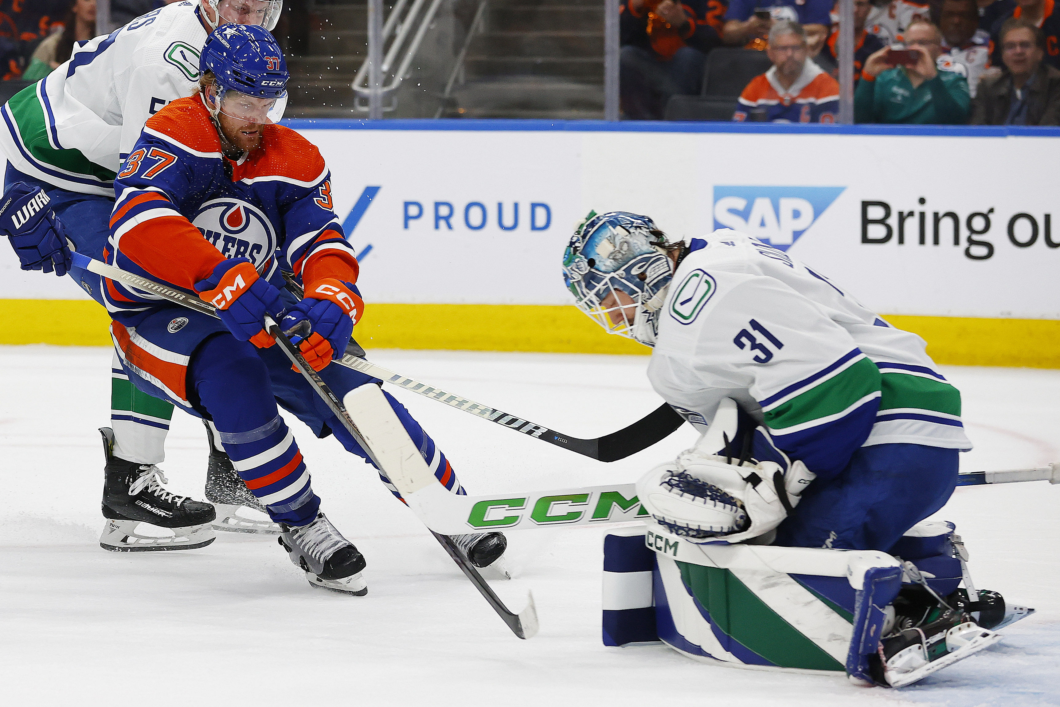 NHL: Stanley Cup Playoffs-Vancouver Canucks at Edmonton Oilers