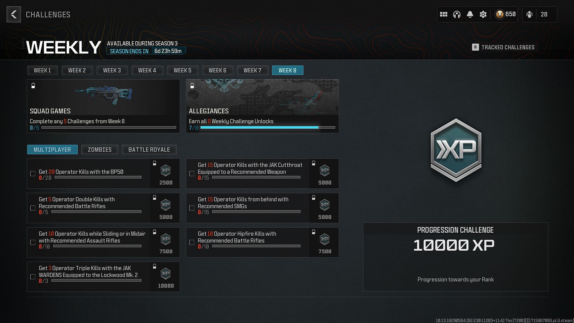 All MW3 Multiplayer Season 3 Week 8 challenges and their rewards (Image via Activision)