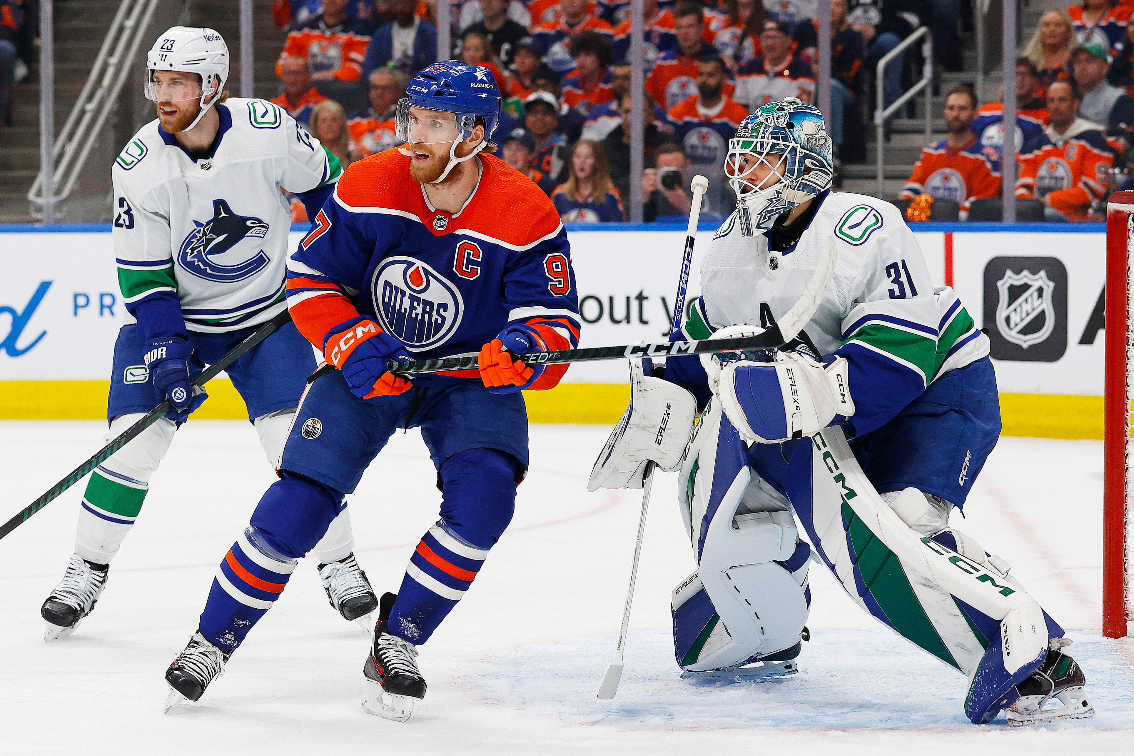 NHL: Stanley Cup Playoffs-Vancouver Canucks at Edmonton Oilers