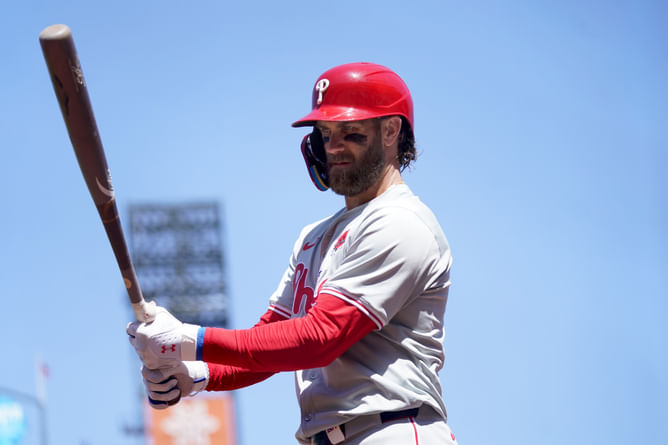WATCH: Benches clear at Oracle Park as Kyle Harrison throws unhittable pitch at Bryce Harper