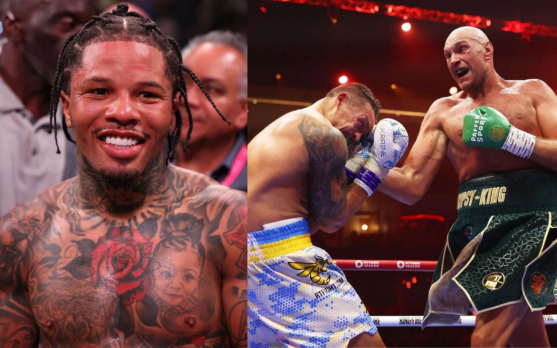 Gervonta Davis (left) shares dissenting view of the result of Tyson Fury vs. Oleksandr Usyk (right) [Images Courtesy: @GettyImages]