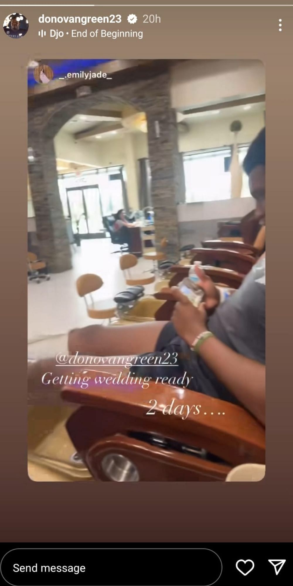 Donovan Green getting a pedicure days before his wedding.