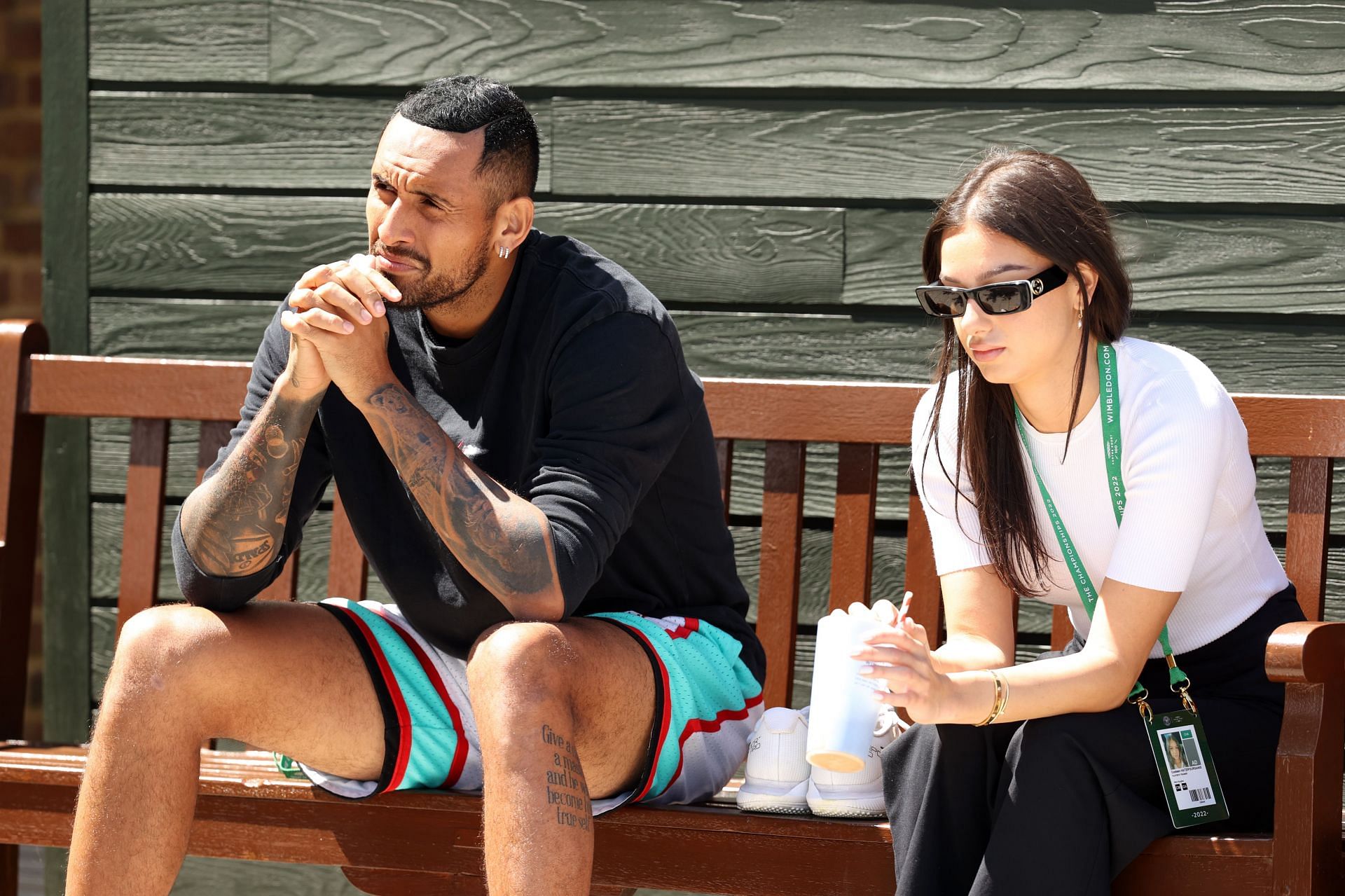 Nick Kyrgios and girlfriend Costeen Hatzi at the 2022 Wimbledon Championships