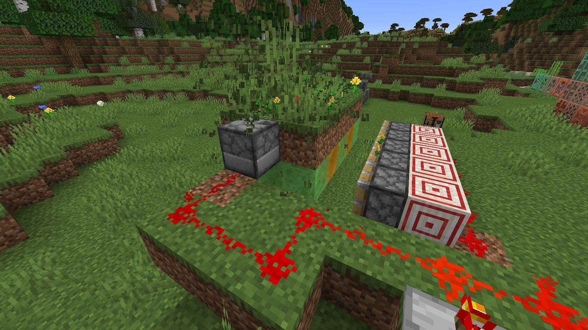 Flower farms are a great example of a niche, but useful farm that employs pistons (Image via Mojang)