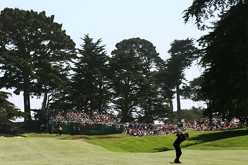 Rory McIlroy hitting ball at U.S. Open - Round One (Image via Getty)