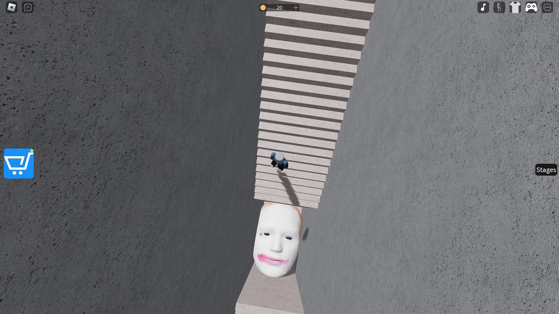 The hidden death pit in the final staircase (Image via Roblox)