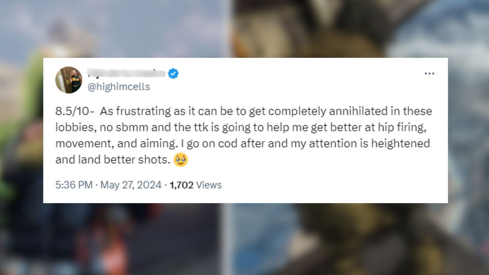 A fan commenting on how XDef helps them to land better shots in CoD (Image via X)