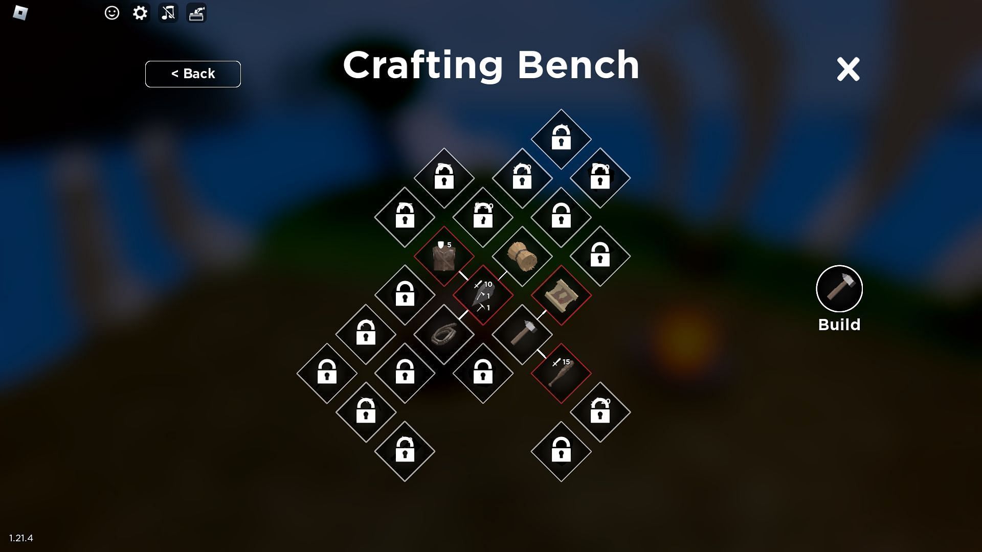 The Crafting Bench screen (Image via Roblox)