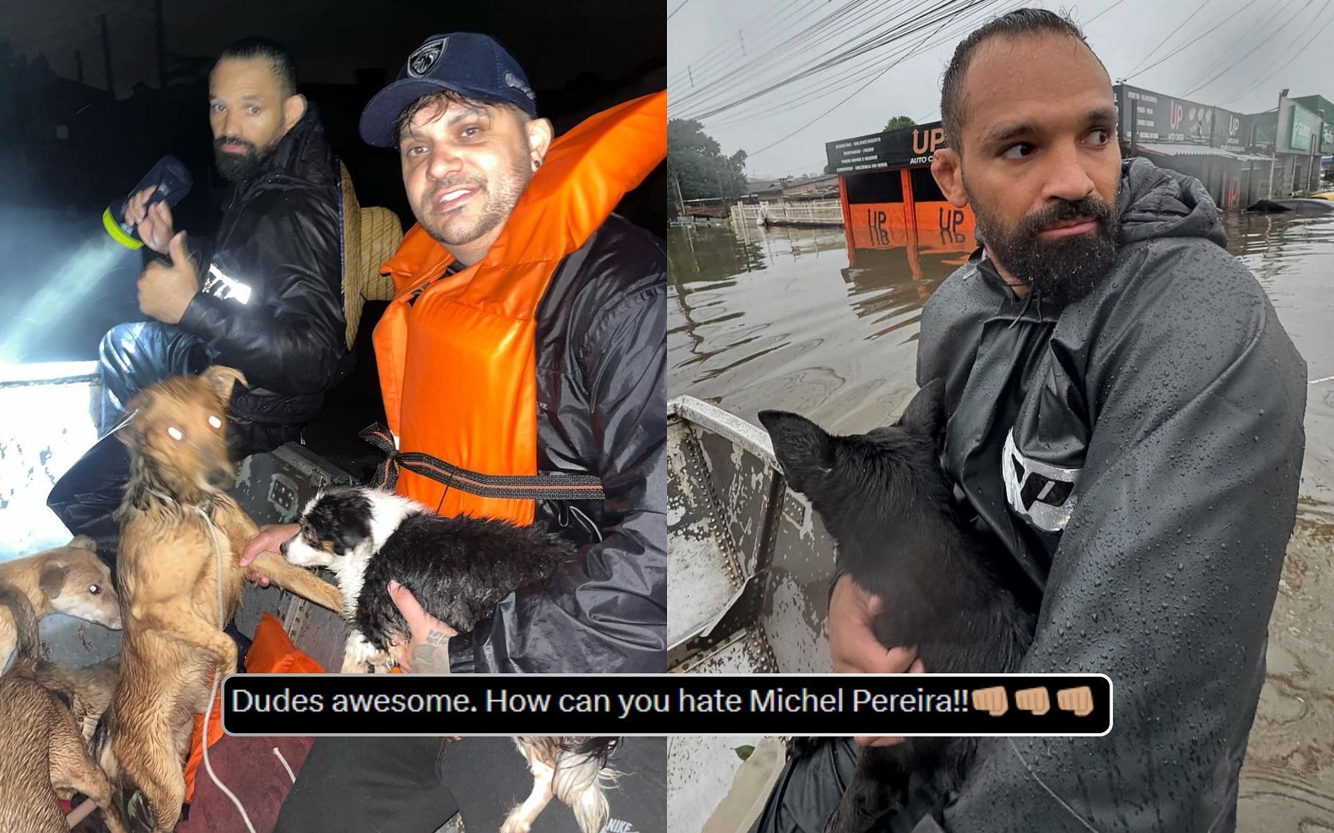 MMA community applauds Michel Pereira for heroic animal rescue during Rio de Janeiro floods