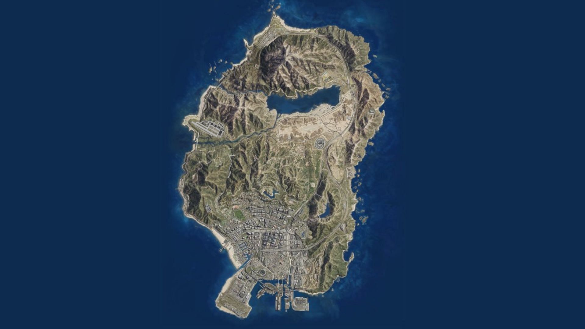 Here&#039;s the entire GTA 5 map (Image via gtalens.com)