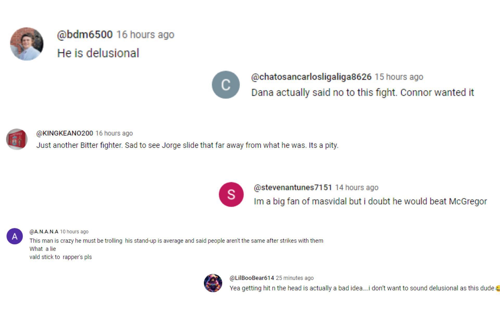 Fan reaction to Masvidal&#039;s comments [Image courtesy: djvlad - YouTube]