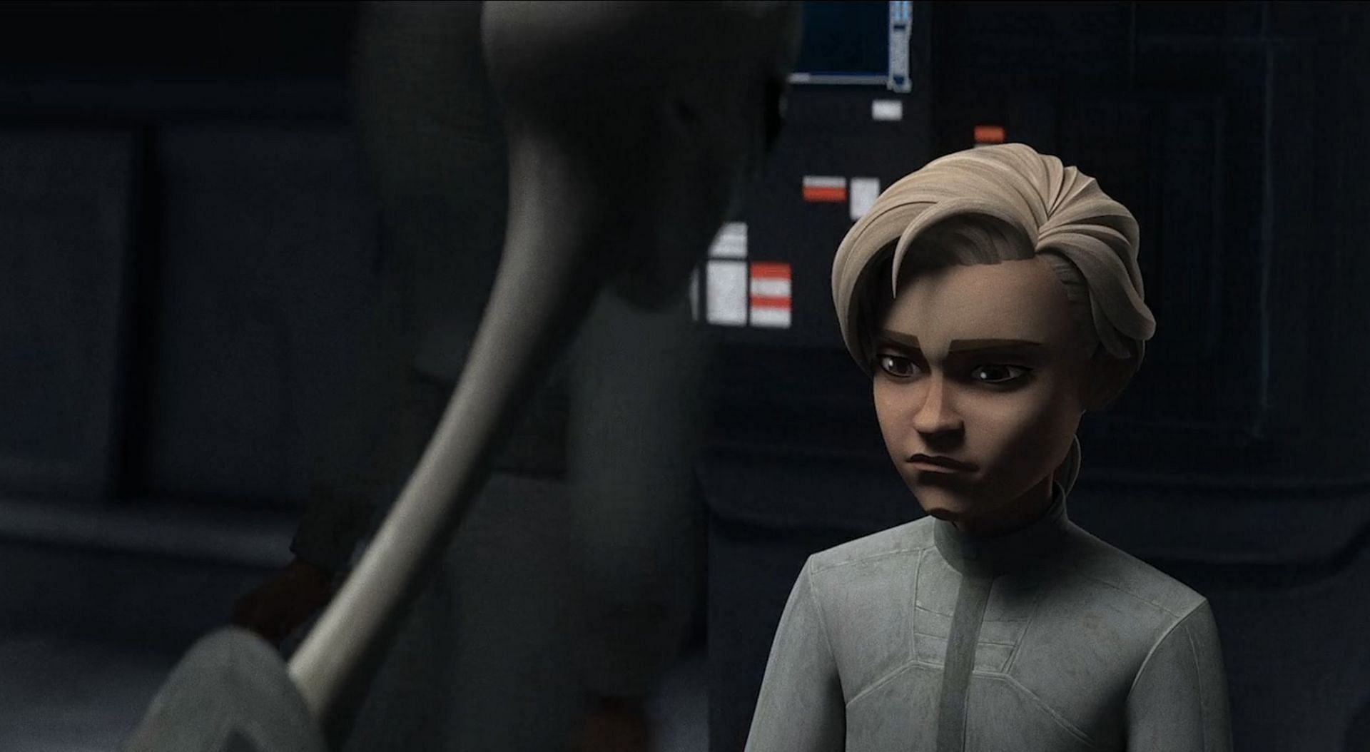 A still of Omega from the finale episode of Star Wars: The Bad Batch (Image via Disney+)