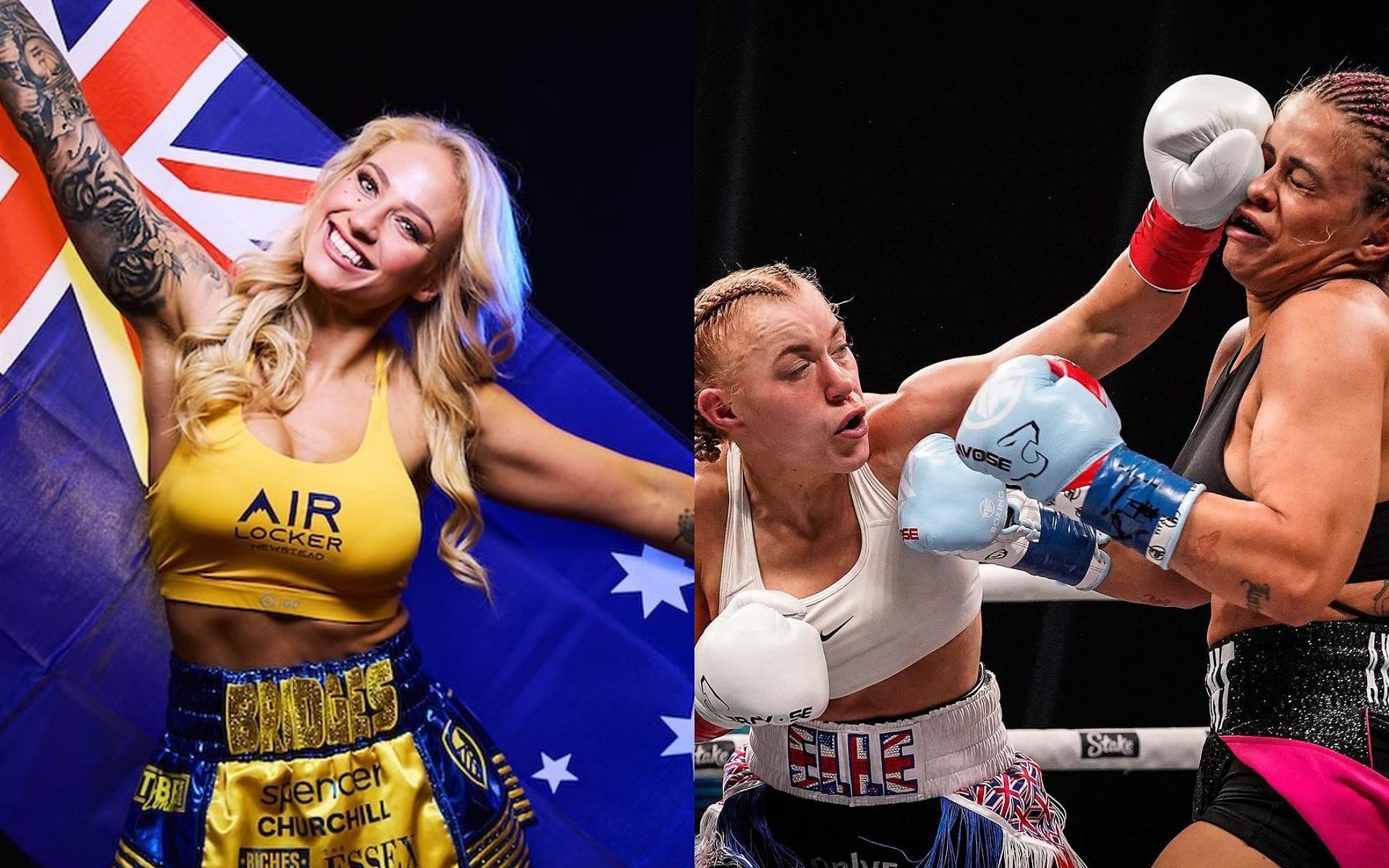 Ebanie Bridges (left) showers praises on Elle Brooke (middle) for her performance against Paige VanZant (right) [Images courtesy @ebanie_bridges and @misfitsboxing on Instagram]