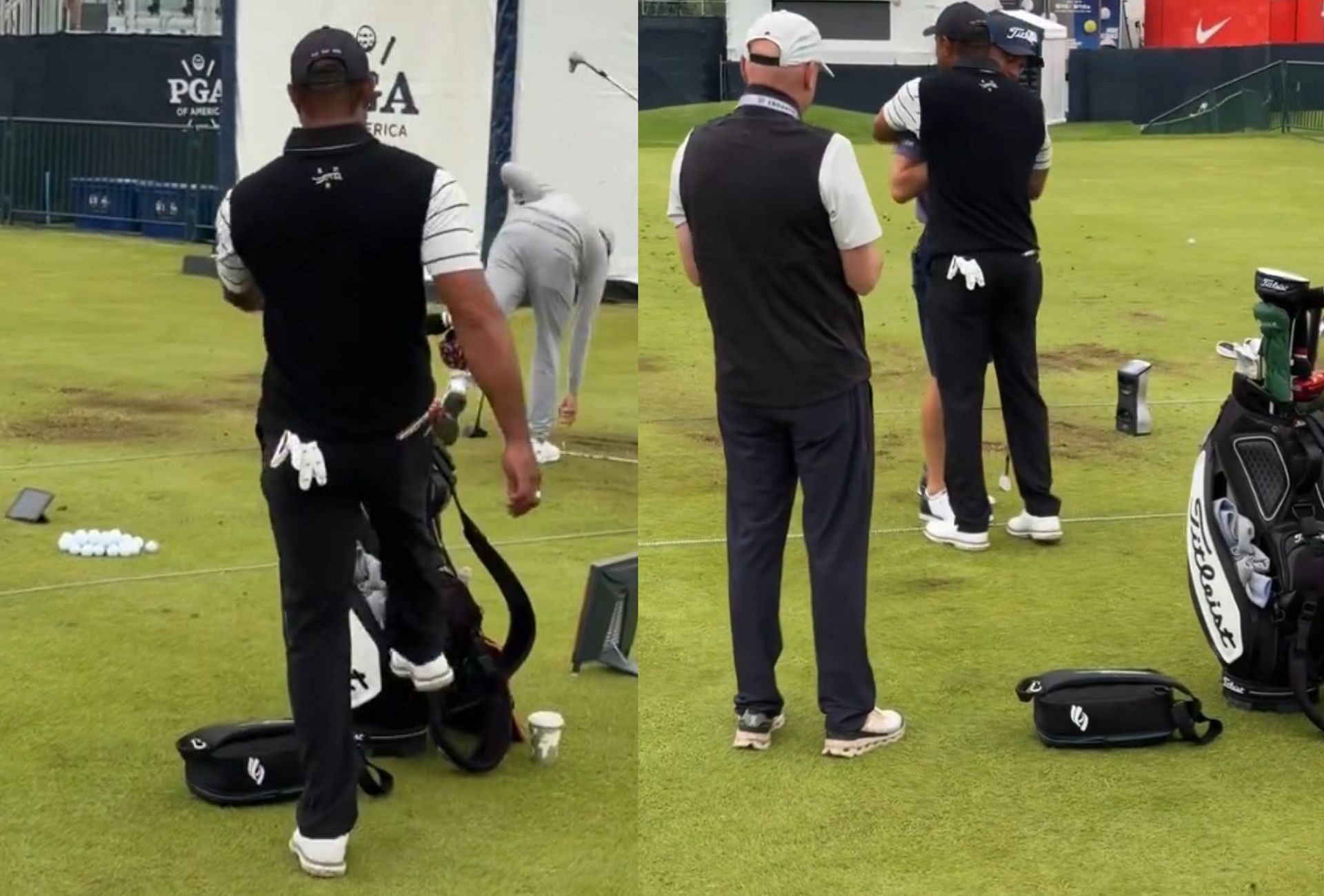 Tiger Woods and Justin Thomas (Image via X @DPWorldTour).