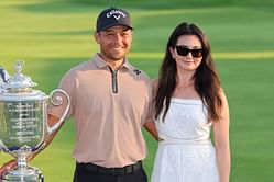 Watch: Xander Schauffele and wife celebrate PGA Championship win by drinking champagne out of the Wanamaker trophy