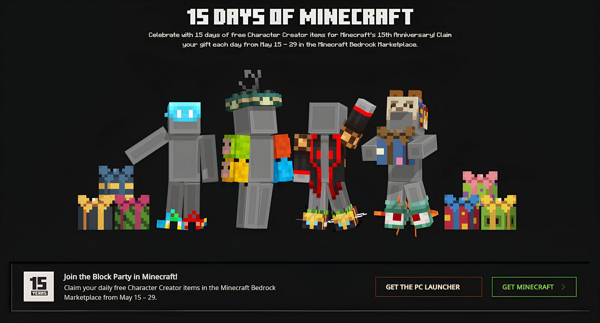 Bedrock players will get free character creator items for fifteen days straight (Image via Mojang)