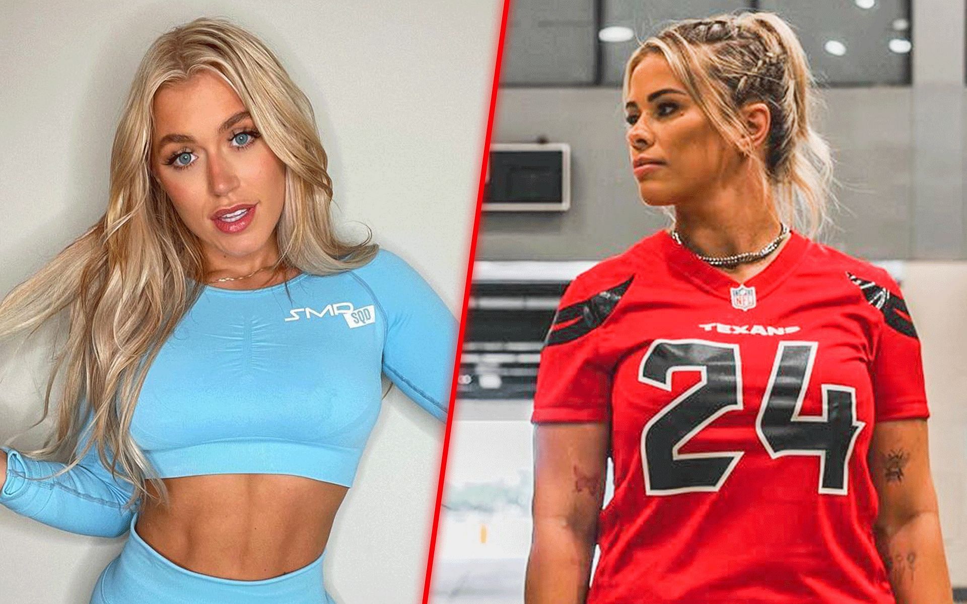 Elle Brooke (left) slams Paige VanZant (right) for avoiding conflict [Image via: @paigevanzant and @thedumbledong on Instagram] 