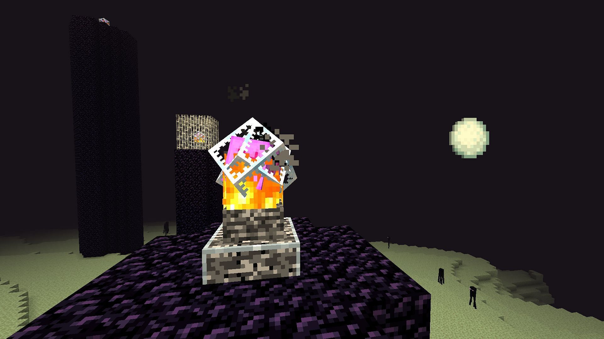 A snowball about to break an end crystal (Image via Mojang)