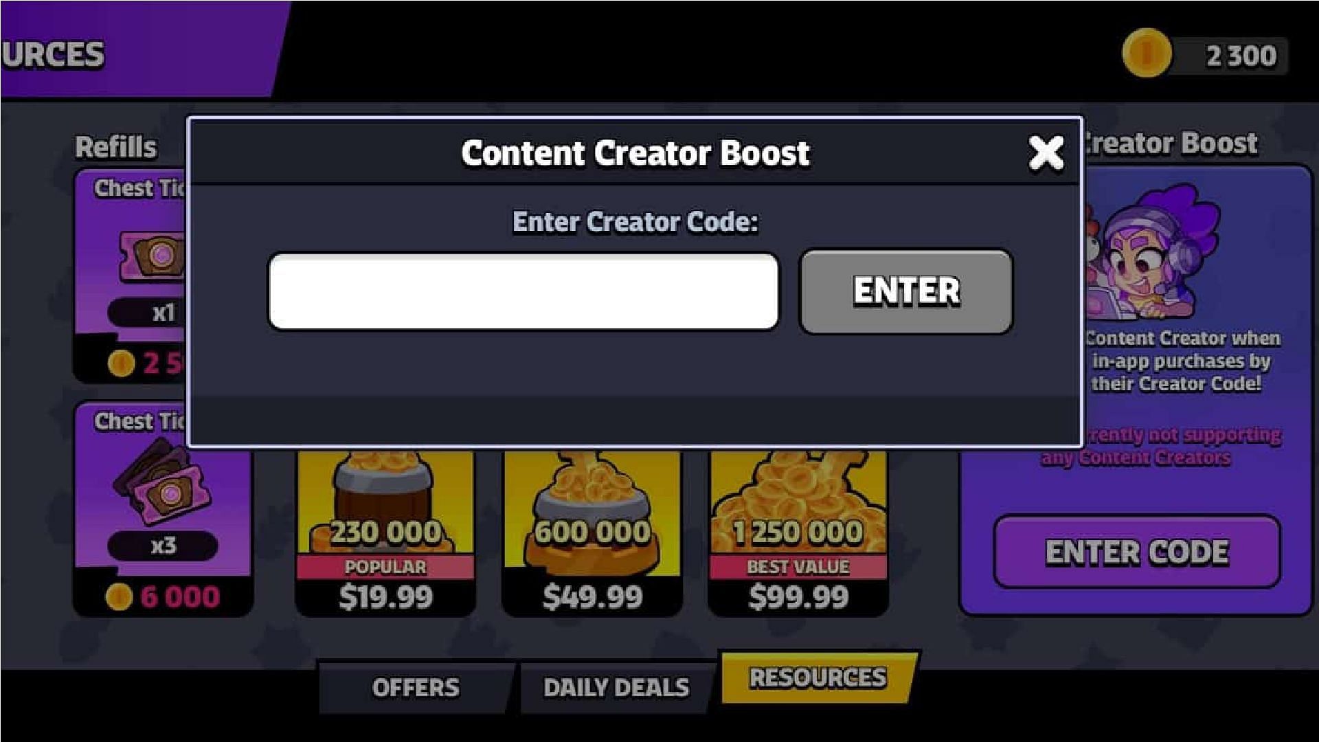 Enter the Creator Code here (Image via Supercell)