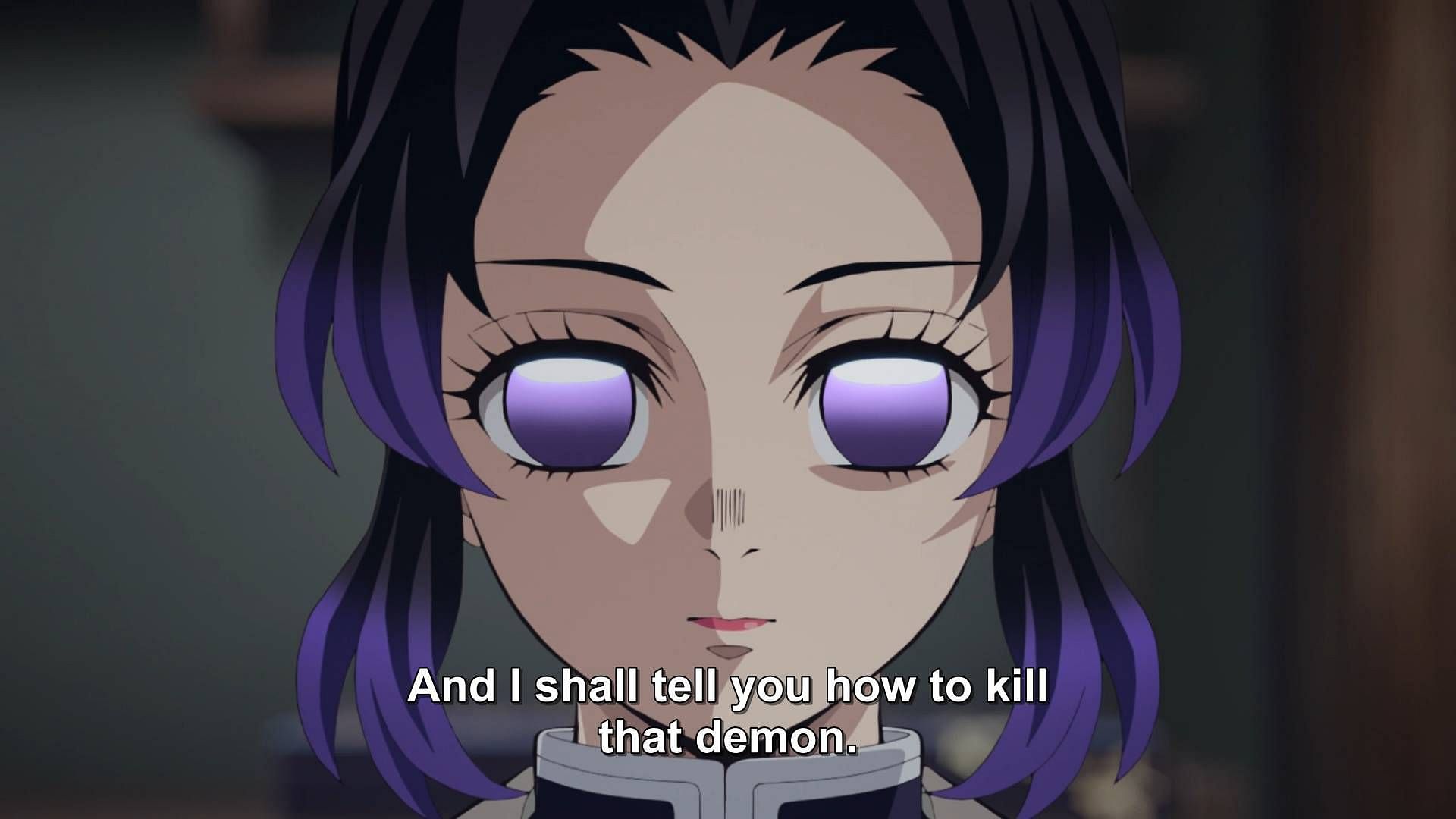 Shinobu about to reveal which demon killed Kanae (Image via Ufotable)