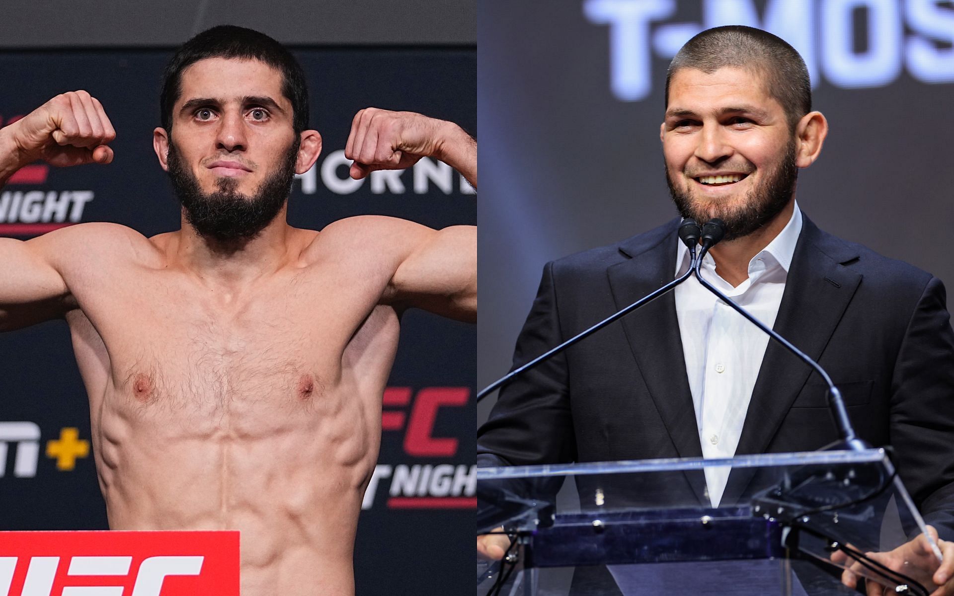 Fans surprised at Islam Makhachev (left) revealing Khabib Nurmagomedov