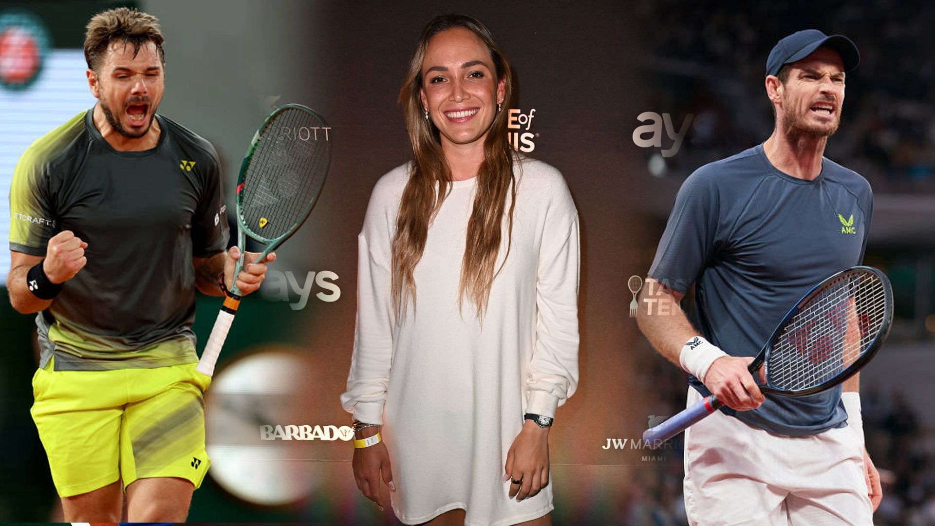 Stan Wawrinka(L), Donna Vekic(C), and Andy Murray(R)