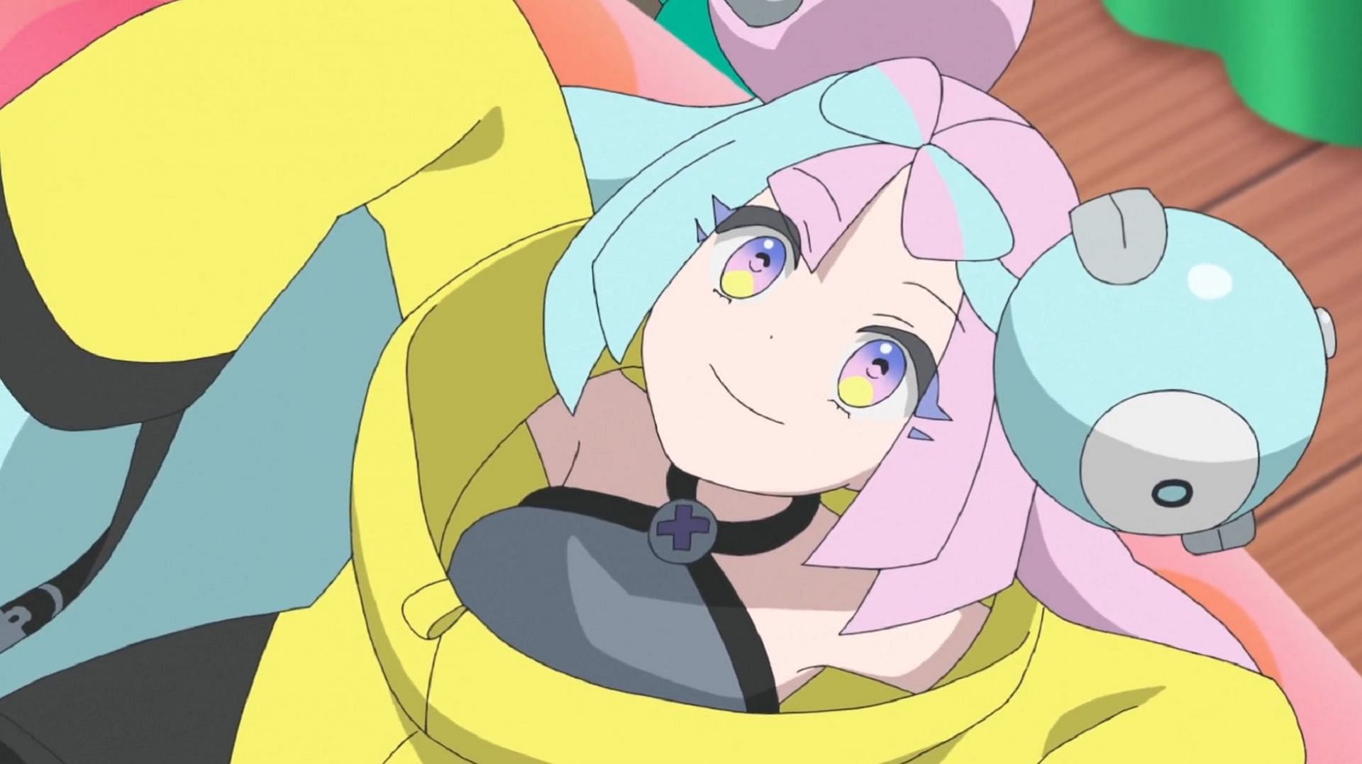 Iono looks forward to her match with Dot at the end of Pokemon Horizons Episode 49 (Image via The Pokemon Company)