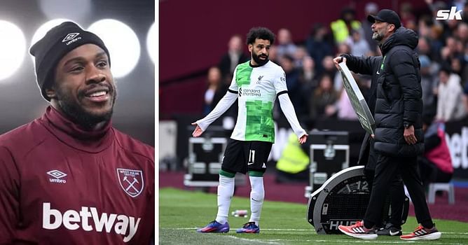 "Do you want to sit back down?" - Michail Antonio lifts lid on what West Ham bench heard Liverpool boss Jurgen Klopp tell Salah during touchline clash