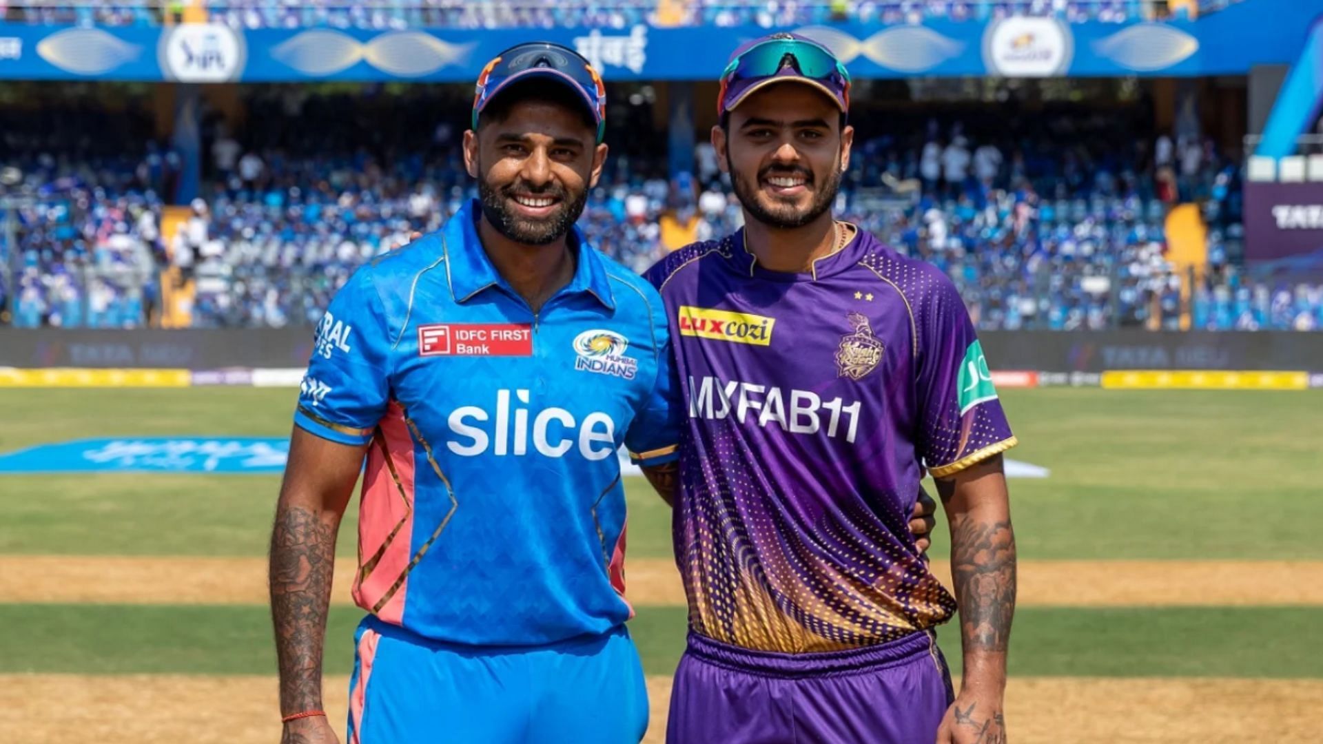 SKY and Nitish Rana have played for MI and KKR (Image: BCCI/IPL)