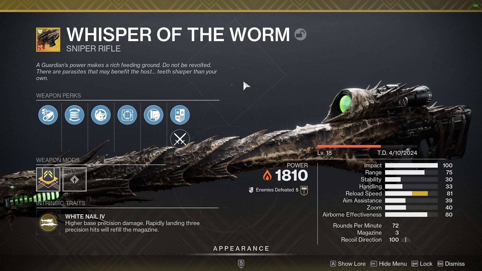Whisper of the Worm (Image via Bungie) 