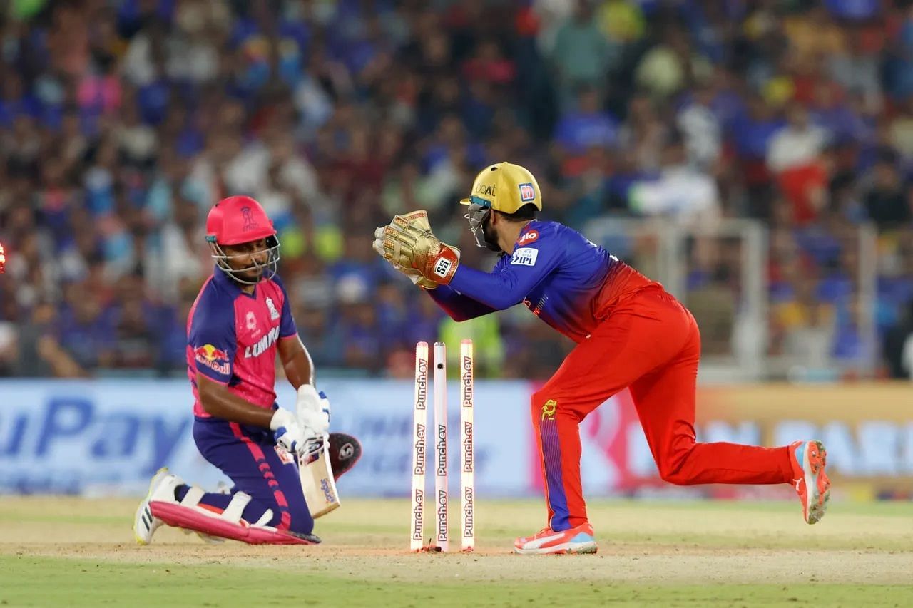 Sanju Samson was stumped off Karn Sharma&#039;s bowling. [P/C: iplt20.com]