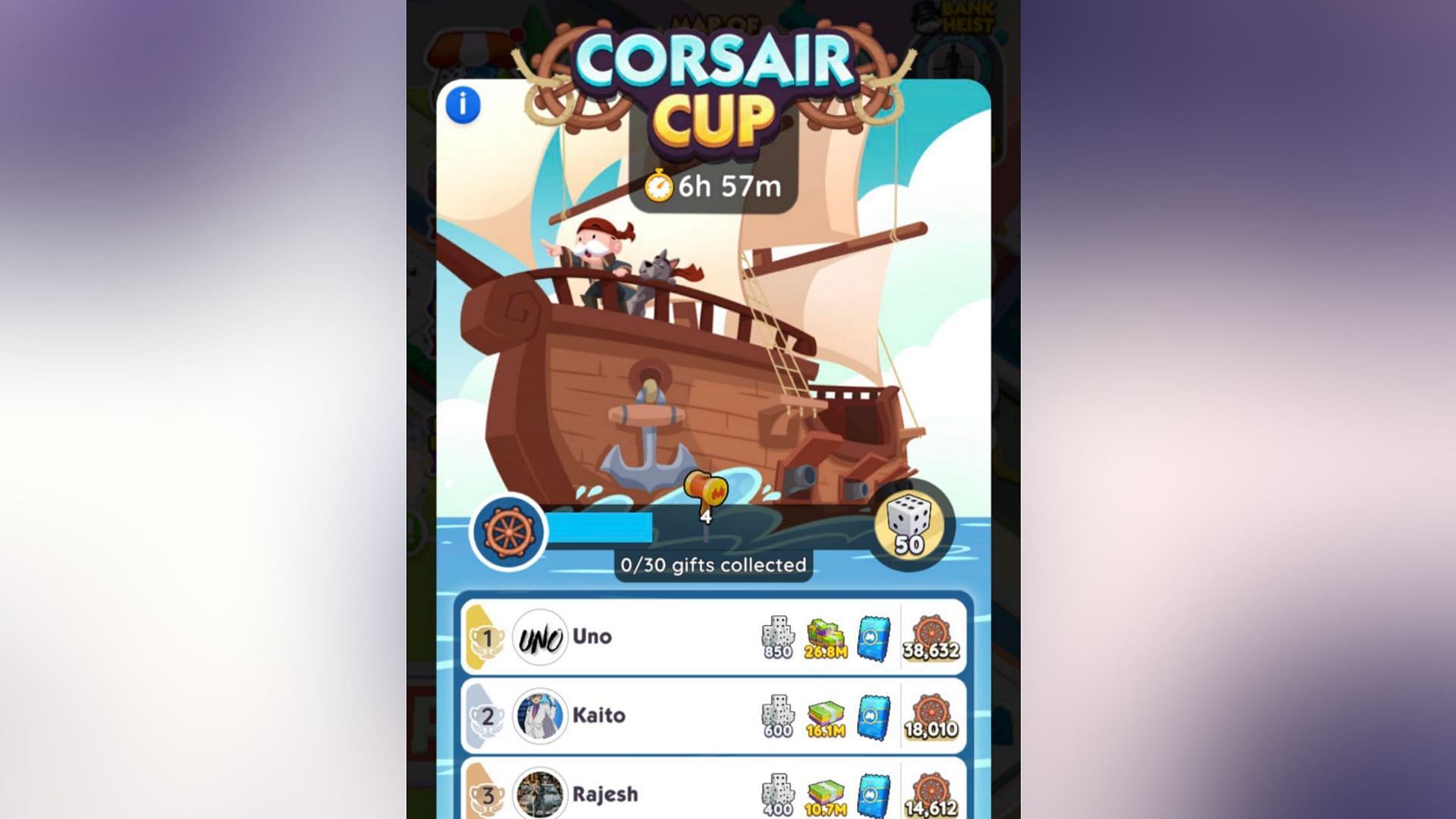 Corsair Cup leaderboard rewards (Image via Scopely)