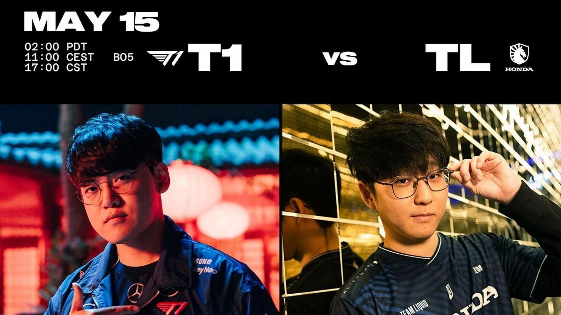 T1 vs Team Liquid in the MSI schedule (Image via LoL Esports)