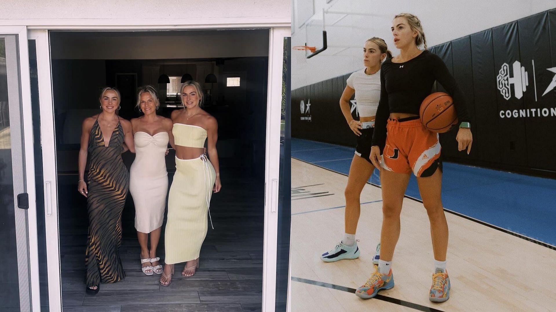 Miami Hurricanes prospects Hailey and Hannah Cavinder and their mother Katie Cavinder