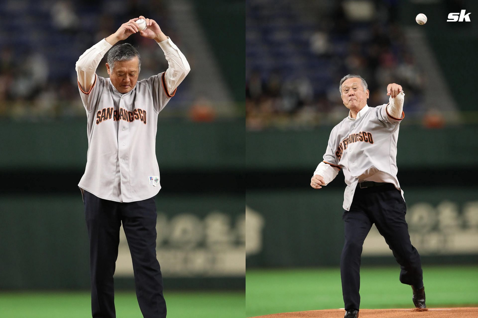 Japanese baseball icon Masanori Murakami watches Yoshinobu Yamamoto pitch against Giants