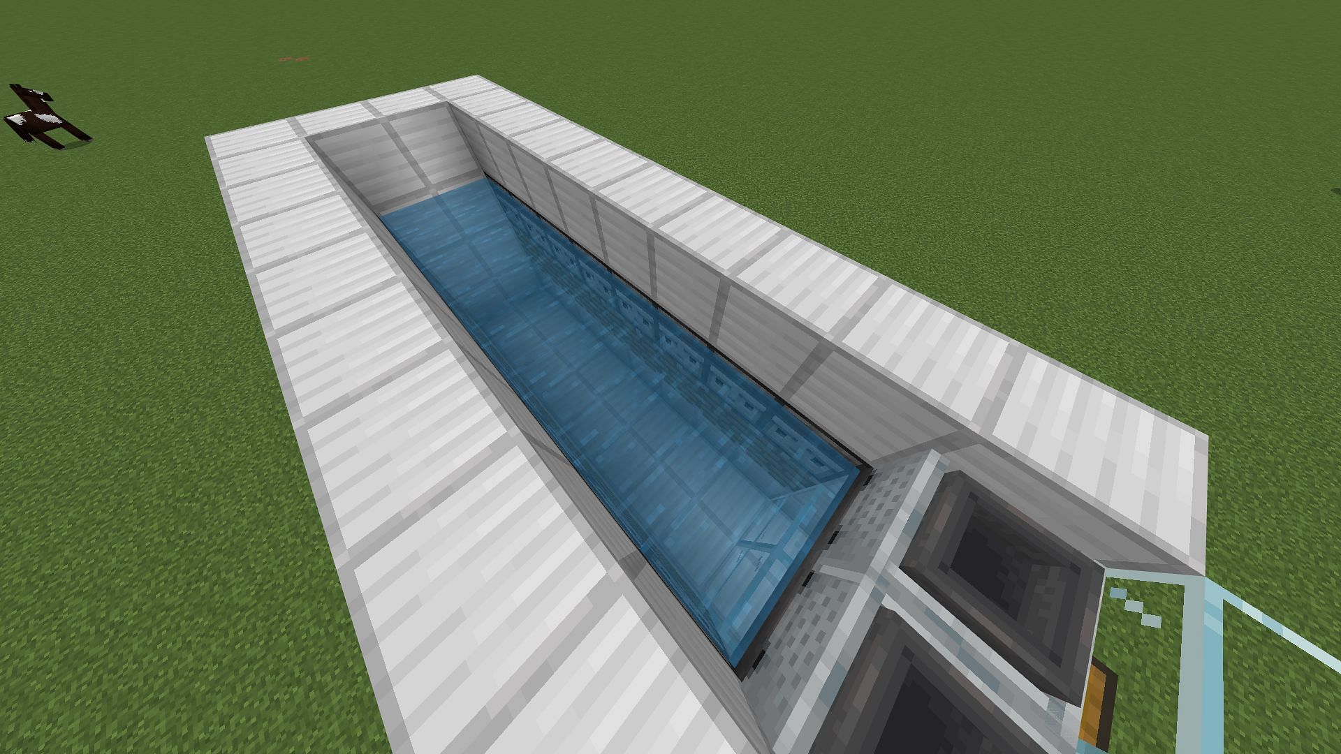 The water in this Minecraft farm should look like this before the slabs are placed (Image via Mojang)