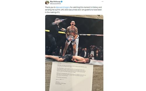 Holloway's tweet featuring the letter from Powers [Image courtesy: @BlessedMMA - X]