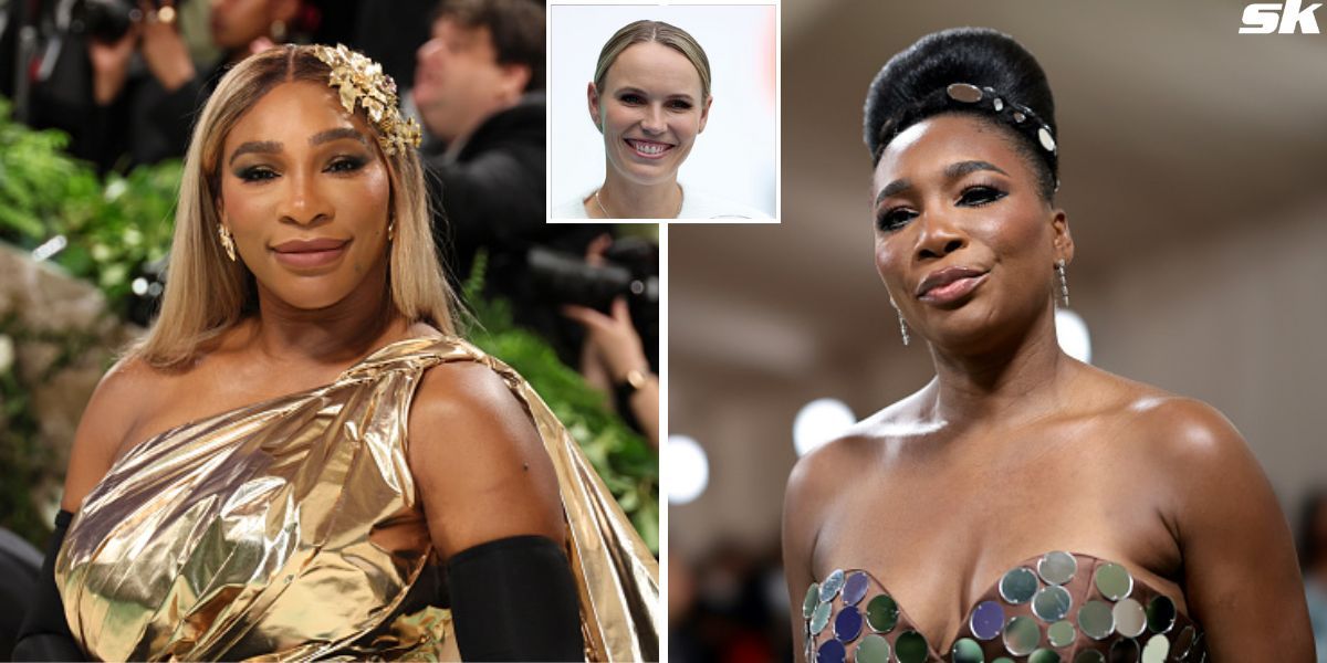 Serena Williams (L), Venus Williams (R), and Caroline Wozniacki (inset)