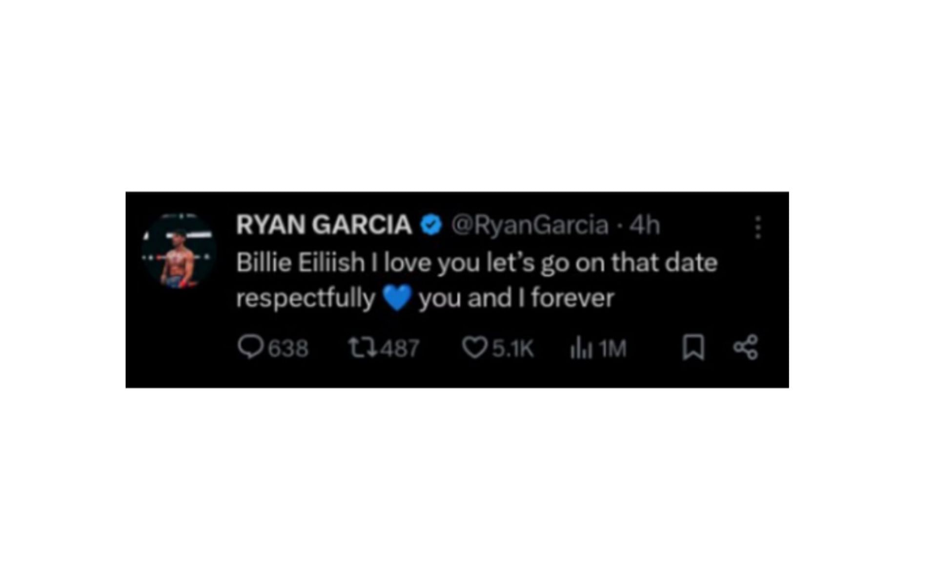 Screenshot of Ryan Garcia&#039;s post on X