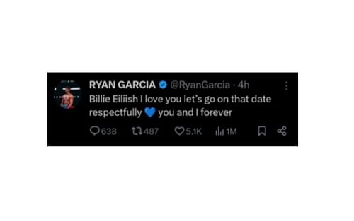 Screenshot of Ryan Garcia's post on X