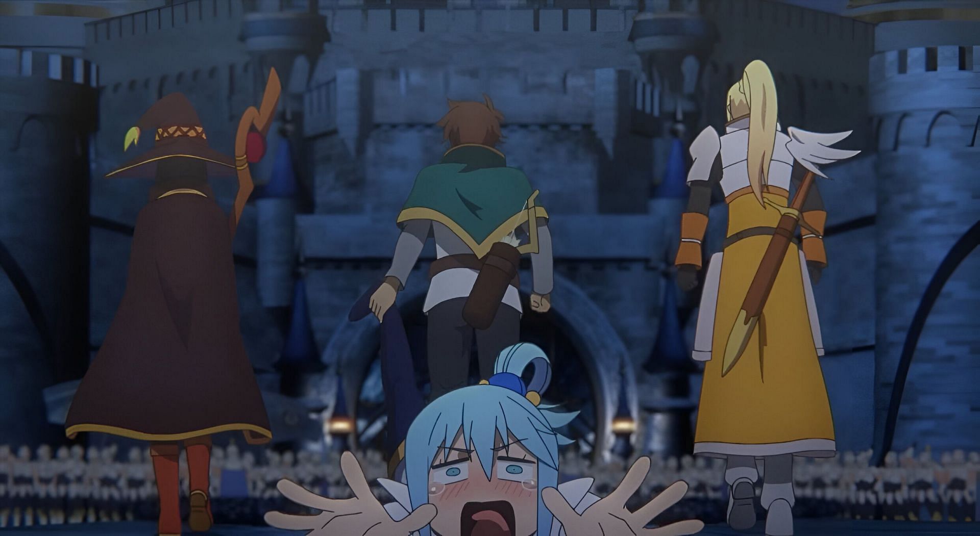 Kazuma and his squad prepare to take on the new threat in Konosuba season 3 episode 5 (Image via Drive)