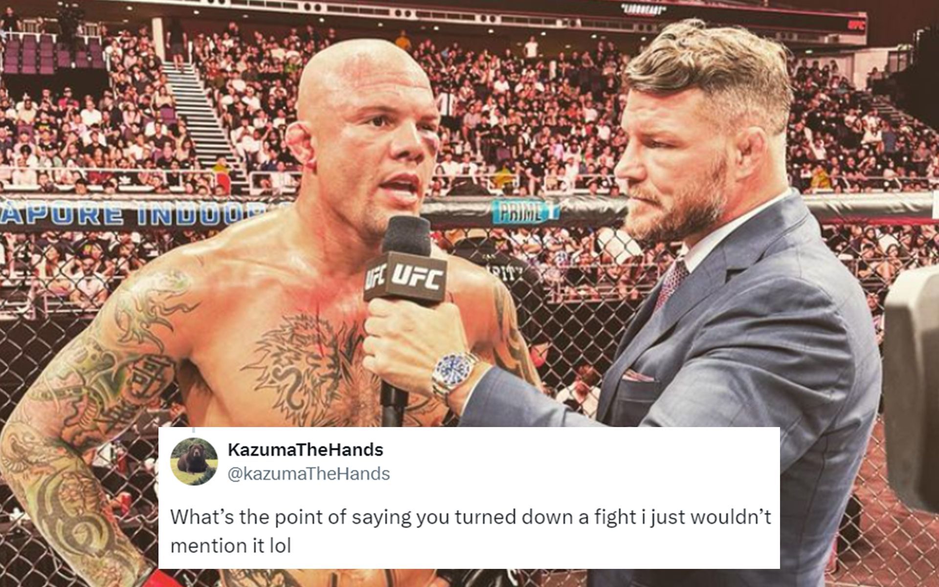 Anthony Smith (left) and Michael Bisping (right) discussed the pros and cons of making quick turnarounds (Image Courtesy: @lionheartsmith Instagram]