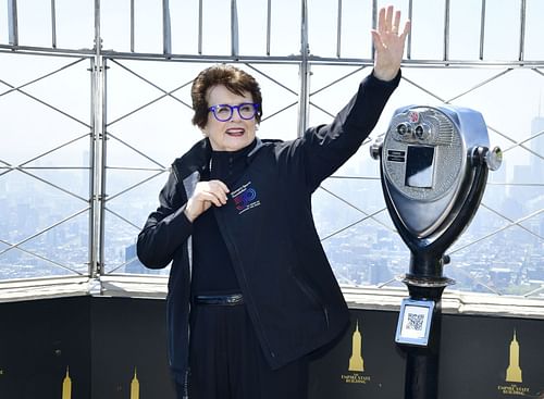 Billie Jean King Lights the Empire State Building in Honor of the Women's Sports Foundation's 50th Anniversary.