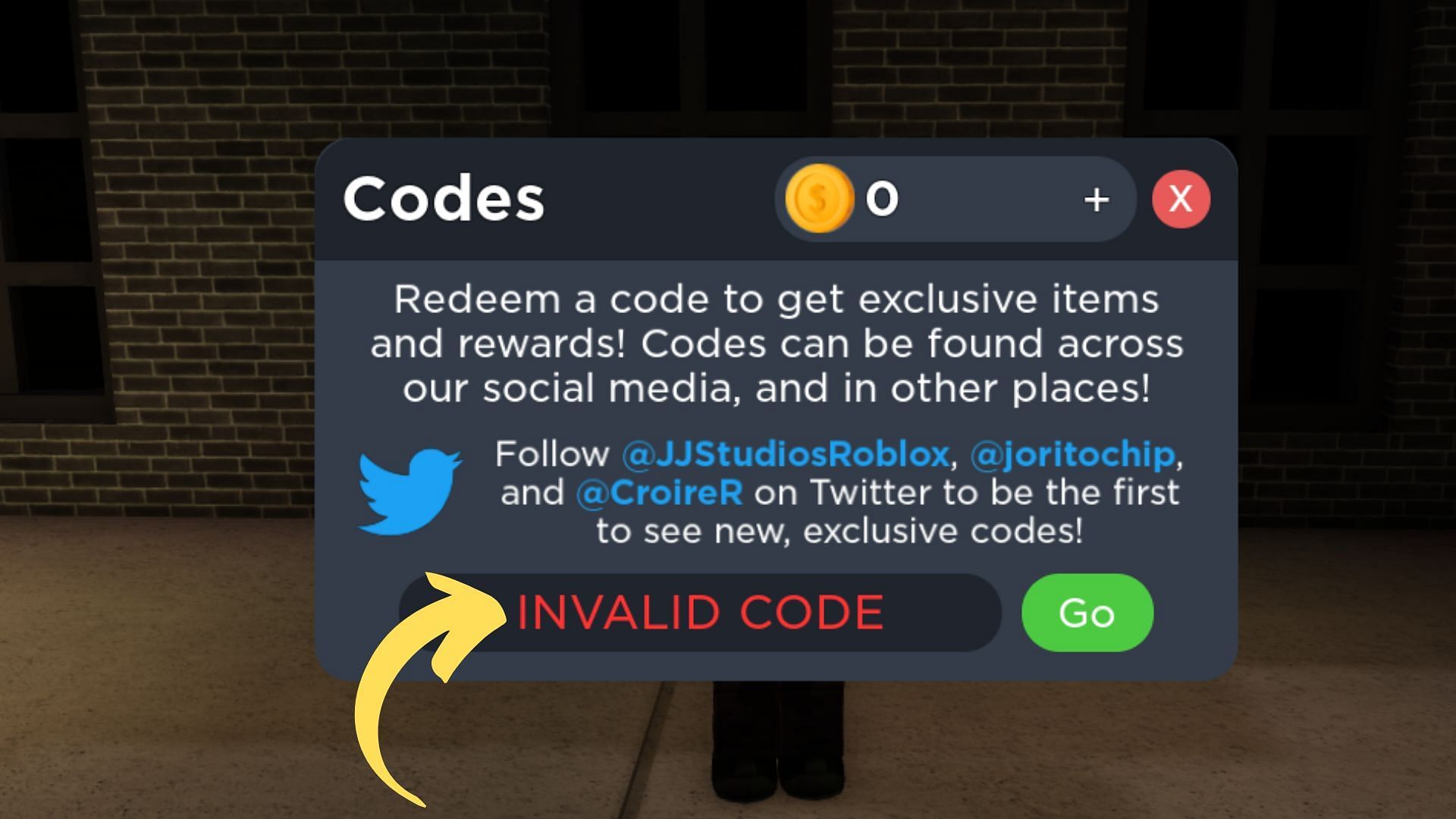 Flicker invalid code issue (Image via Roblox || Sportskeeda)